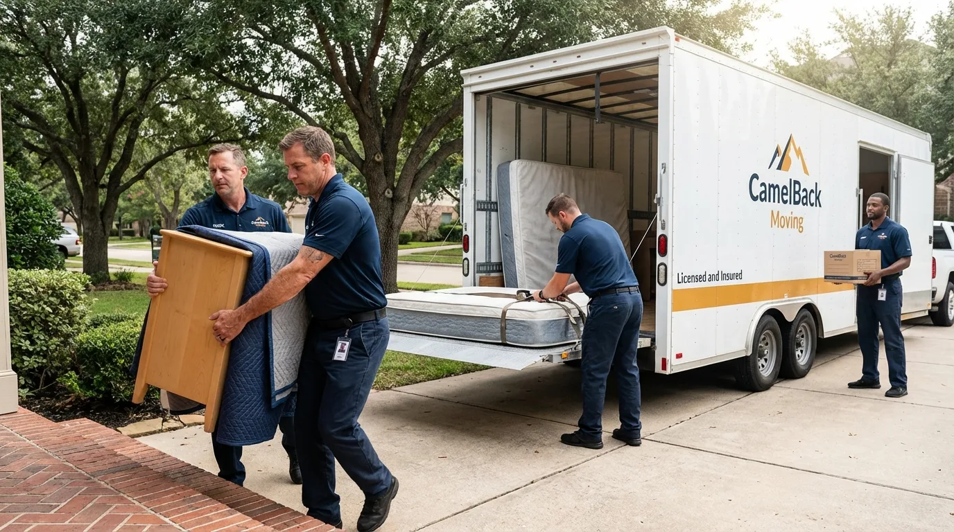 Crew loading residential truck for cross-state move from Granville, OH
